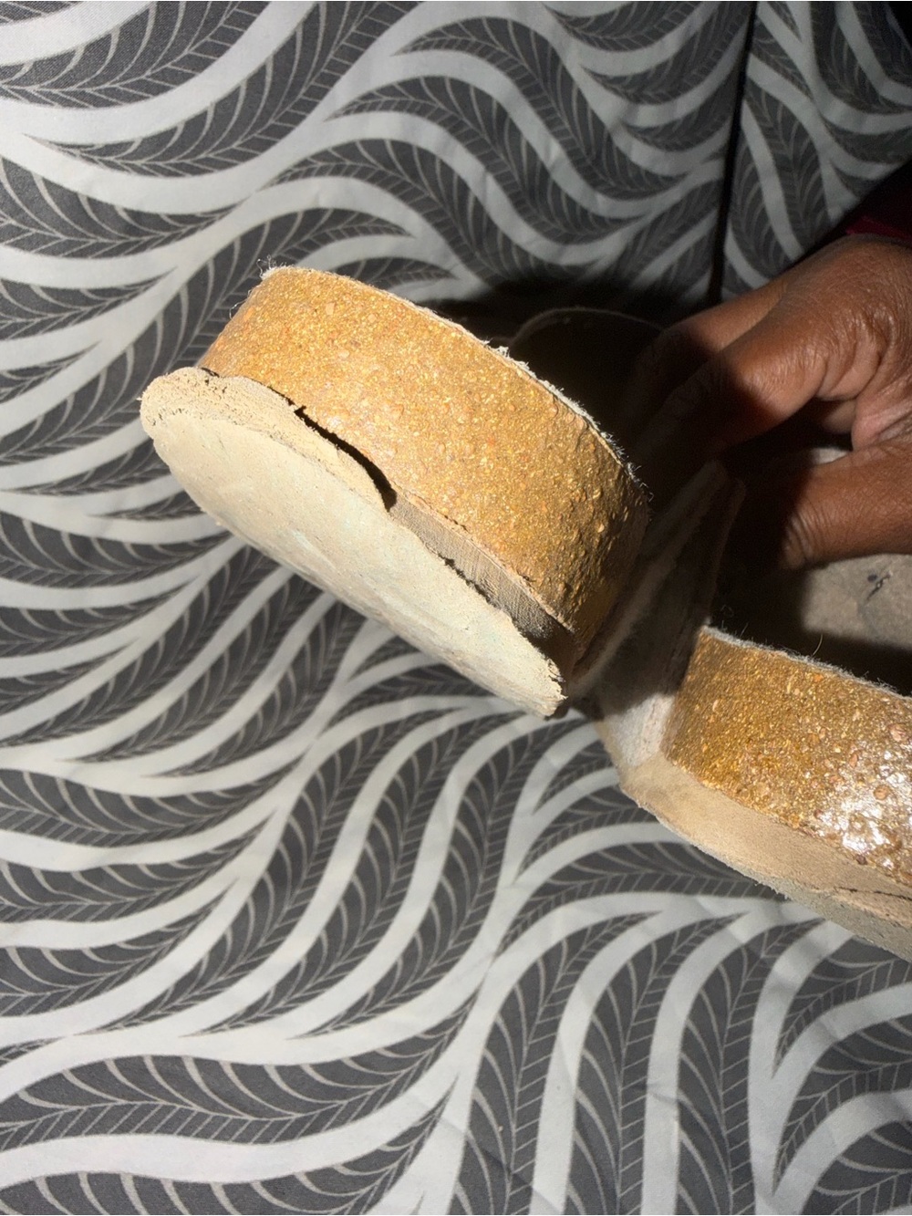 Beige Felt Slip-On Mules with Adjustable Strap - Picture 4 of 11